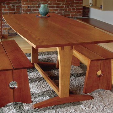 solid  cherry mission table and bench