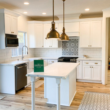 White Shaker Cabinets with Custom Island and Accent Backsplash in Fairfield, CA