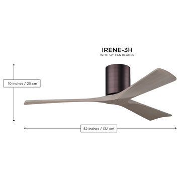 Irene-3H 52" Ceiling Fan, Brushed Brass/Matte Black