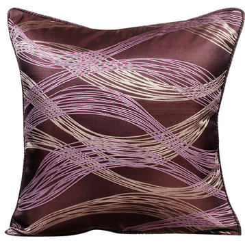 Purple Decorative Pillow Covers 14"x14" Silk, Purple Current