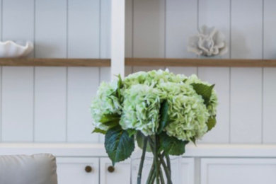 Beach style home design photo in Boston