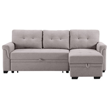 Lucca Light Gray Woven Reversible Sleeper Sofa Chaise