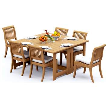 7-Piece Outdoor Teak Set: 60" Square Butterfly Table, 6 Arbor Armless Chairs