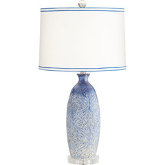 Pacific Lifestyle Schoal Fish Porcelain Table Lamp, Blue