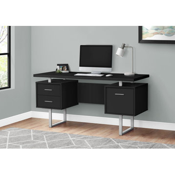 Computer Desk, Home Office, Laptop, Storage Drawers, 60"L, Work, Metal, Black