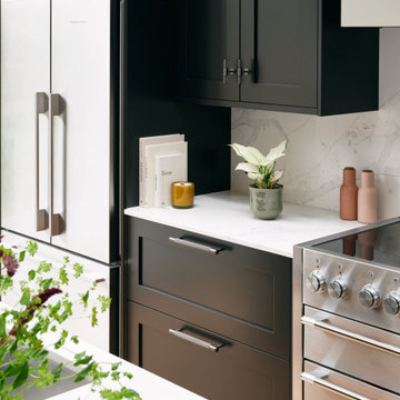 Black Shaker Kitchen with Silver Accents