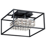 ET2 Lighting - Zephyr LED Flush Mount - Rectangular Beveled Crystals are banded together to form soft square cylinders which are illuminated by LED that creates a brilliant lighting effect. Some items include metal chassis of Black which frame the crystal for a beautiful silhouette.