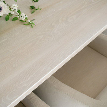 CUSTOM WHITE WASHED WHITE OAK DINING TABLE