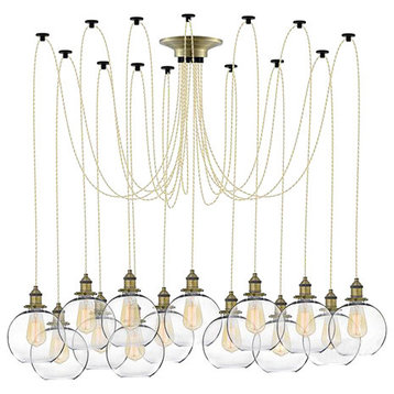 Beige And Glass Shade Large Chandelier
