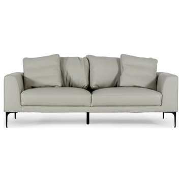 Posie Modern Light Gray Leather Sofa