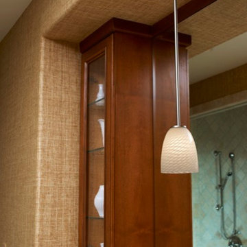 Fusion Mini Pendant With Black Cord, Short Tapered Cylinder, Weave Glass