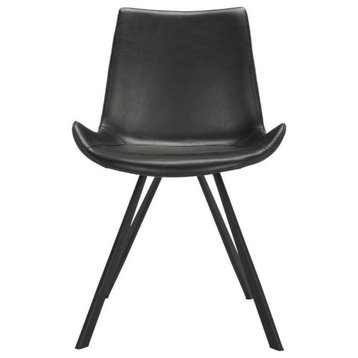 Emelda Mid-Century Dining Chair, Set of 2, Black/Black