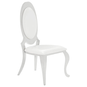 Anchorage Oval Back Side Chairs Cream and Chrome, Set of 2