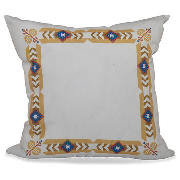 Jodhpur Border , Geometric Print Pillow, Gold, 18"x18"