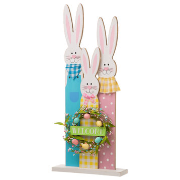 30"H Easter Wooden Bunny Family Standing Decor