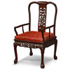 Rosewood Flower and Bird Motif Arm Chair, Imperial Dragon