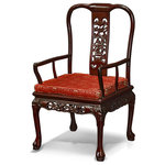China Furniture and Arts - Rosewood Flower and Bird Motif Arm Chair, Imperial Dragon - Note: Silk cushion sold separately.