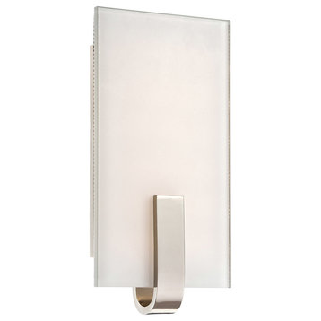 LED Wall Sconce, Polished Nickel With Clear / White Inside Glass