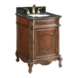 Adelina 24 inch Antique Bathroom Vanity Black Granite Top - Bathroom Vanities And Sink Consoles