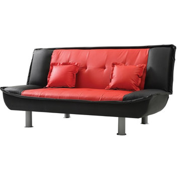 Glory Furniture Lionel Faux Leather Sleeper Sofa in Black