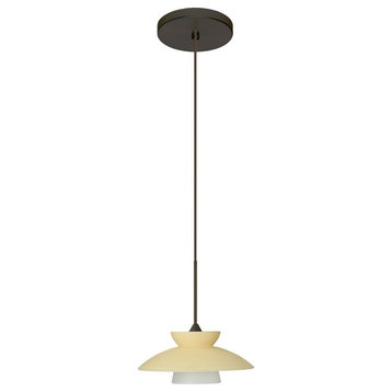 Trilo 7 1-Light Cord Pendant With Flat Cano Bronze Red Matte Glass