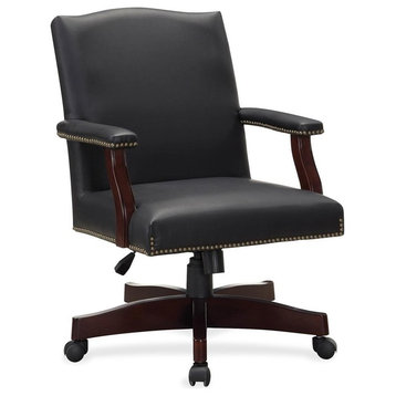 Lorell Traditional Executive Bonded Leather Chair, Bonded Leather Black Seat