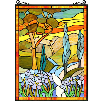 CHLOE Almos Tiffany-glass Floral Window Panel 18X24