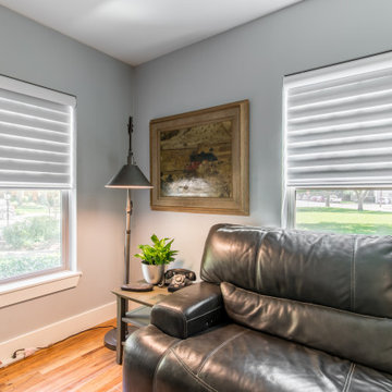 Living Room with Pirouette Window Shadings with PowerView® Half-Open