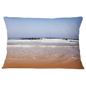 Beautiful Sea and Beach Ashdod Israel Seashore Throw Pillow, 12"x20"