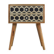 Oak 2-Drawer Bedside Table With Bone Inlay Drawer Fronts