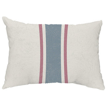 Grain Sack 14"x20" Decorative Stripe Outdoor Pillow, Rust