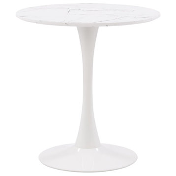 CorLiving Ivo White Marble Top Pedestal Bistro Table