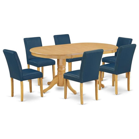 East West Furniture Vancouver 7-piece Wood Dining Set in Oak/Oasis