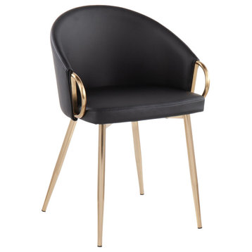 Claire Chair, Gold Metal, Black PU