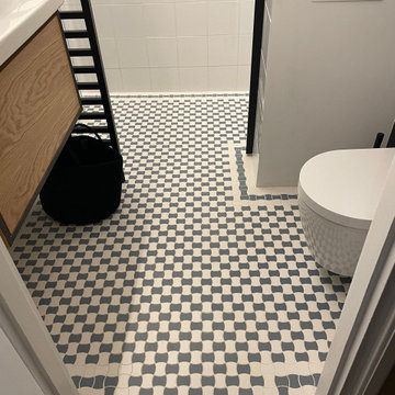 Mosaic tiles in a small bathroom