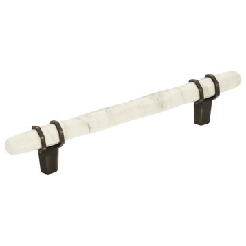 Carrione Cabinet Pull, Marble White/Oil-Rubbed Bronze, 5-1/16" Center-to-Center