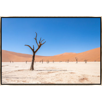 54x36 Namibian Skeleton Trees XVIII, Framed Artwork, Silver