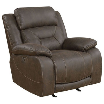 Aria Power Glider Recliner With Power Head Rest, Saddle Brown