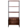 ACME Sara 3 Shelf Wooden Bookcase with 2 Doors in Walnut and Sandy Black