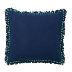 Pottery Barn - Bauble Fringe Pillow Cover, 18", Blue/Green - Decorative Pillows