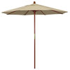 7.5' Wood Umbrella, Antique Beige