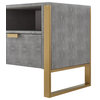 Nicole Miller Chayton TV Stand, Faux Shagreen 55Lx16Wx20.7H, Gray/Gold