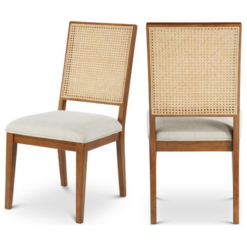 Butterfly Linen Textured Fabric Dining Chair (Set of 2)