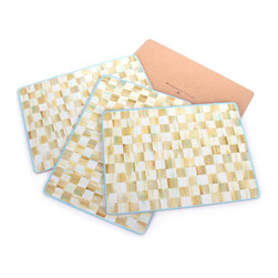 Parchment Check Cork Back Placemats - Set of 4 | MacKenzie-Childs - Placemats