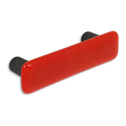 CKP - Art Glass Pull, Tomato Red, Oil-Rubbed Bronze Base - Cabinet And Drawer Handle Pulls