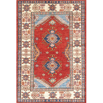 Pasargad's Kazak Collection Hand-Knotted Wool Area Rug, 3'5"x5'4"