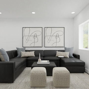 Contemporary Basement with Bar Area