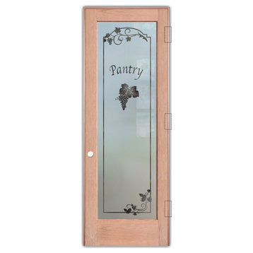 Pantry Door - Grape Cluster Grape Ivy - Cherry - 24" x 80" - Knob on Left -...