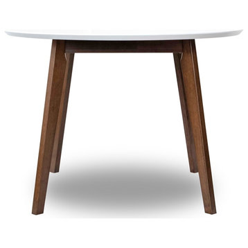 Piper Modern Style Solid Wood Walnut/White Top 43" Round Dining Table