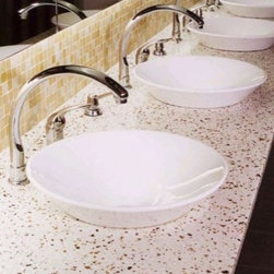 IceStone Bathroom Vanity in Amber Pearl at Equinox Fitness - Vanity Tops And Side Splashes